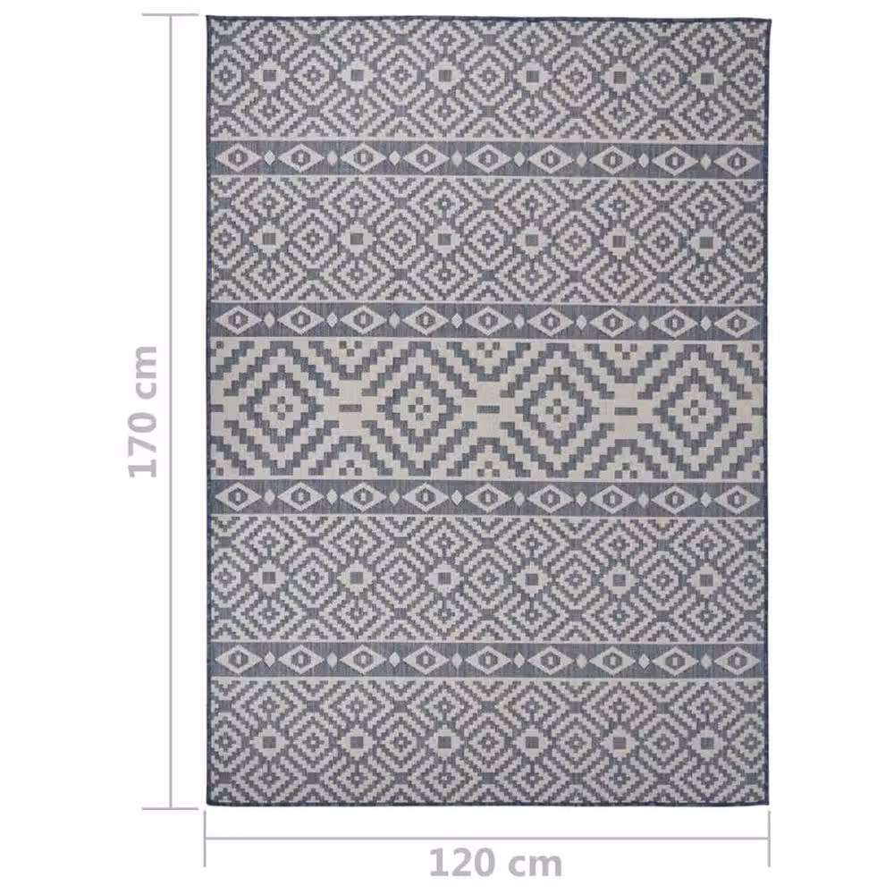 Berkfield Home Blue Striped Outdoor Flatweave Round Rug, Diameter: 100 cm