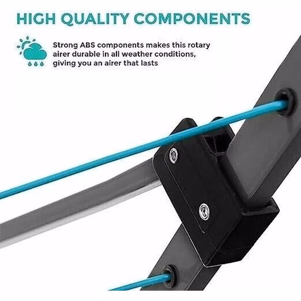 NESTLUNE 4-Arm Heavy Duty Rotary Airer Washing Line in Silver, W: 100 cm, D: 15 cm – 4
