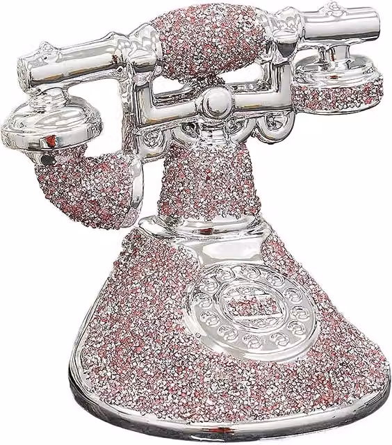 Deenz Romany Pink Crushed Diamond Telephone Crystal Shelf Ornament