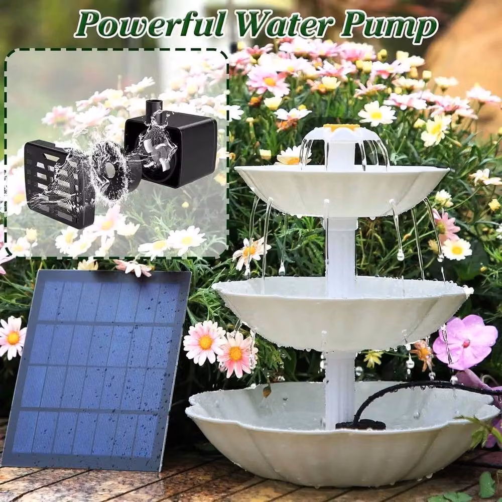 NESTLUNE Solar Floating Fountain Pump Water Feature for Garden Pools, White, W: 100 cm, D: 15 cm – 4