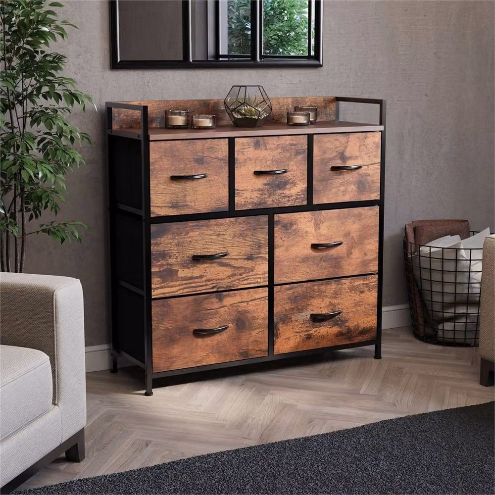 Kelvenix Rustic Brown Chest of Drawers with 7 Storage Drawers for Bedroom or Living Room – 5