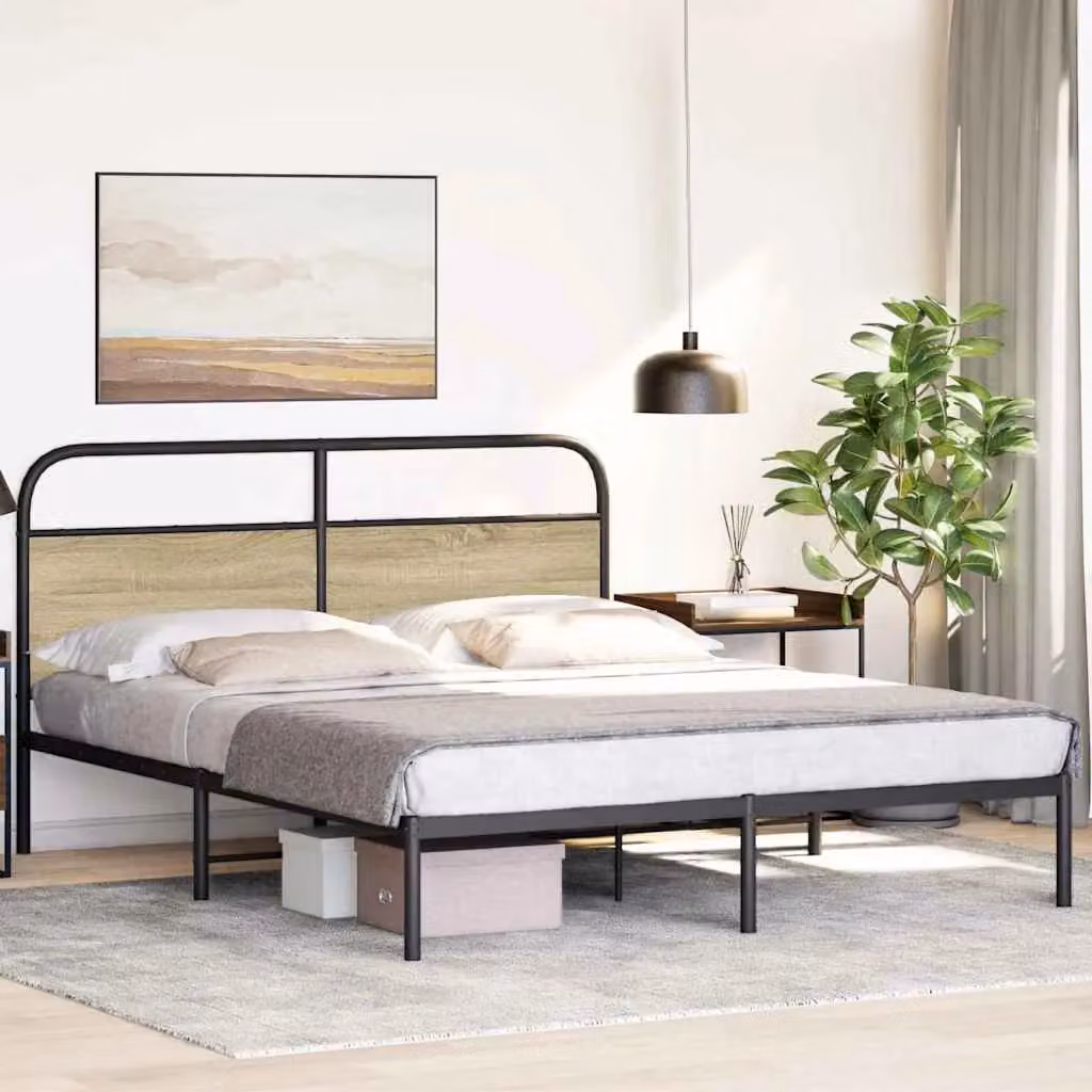 Berkfield Home King Size Bed Frame in Sonoma Oak Brown, W: 150 cm, D: 200 cm – 2