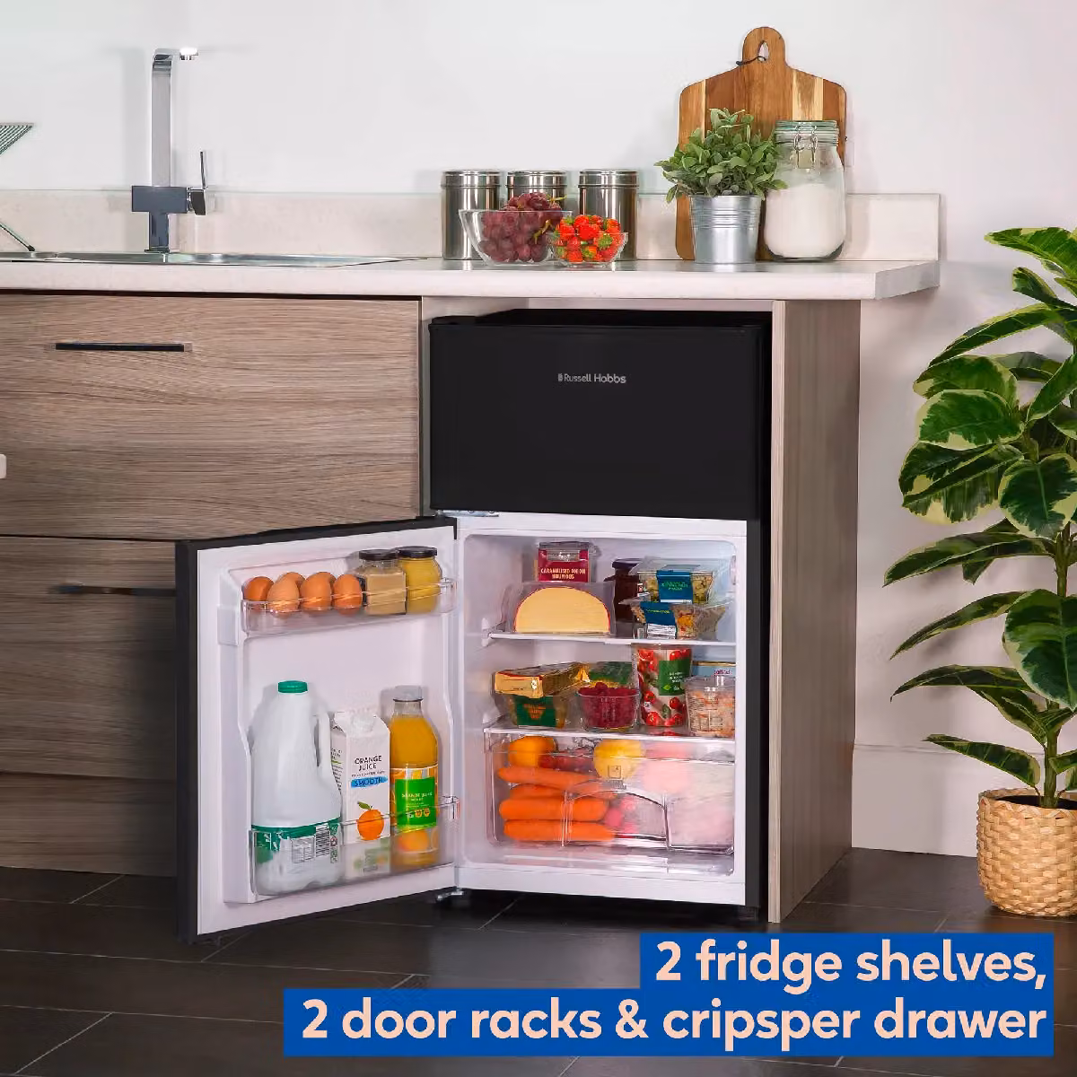 Russell Hobbs Undercounter Fridge Freezer, 85L, Black – 6
