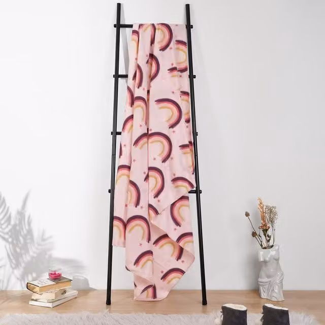 Dreamscene Rainbow Star Fleece Throw Blanket in Pink, W/D: 120 x 150 cm