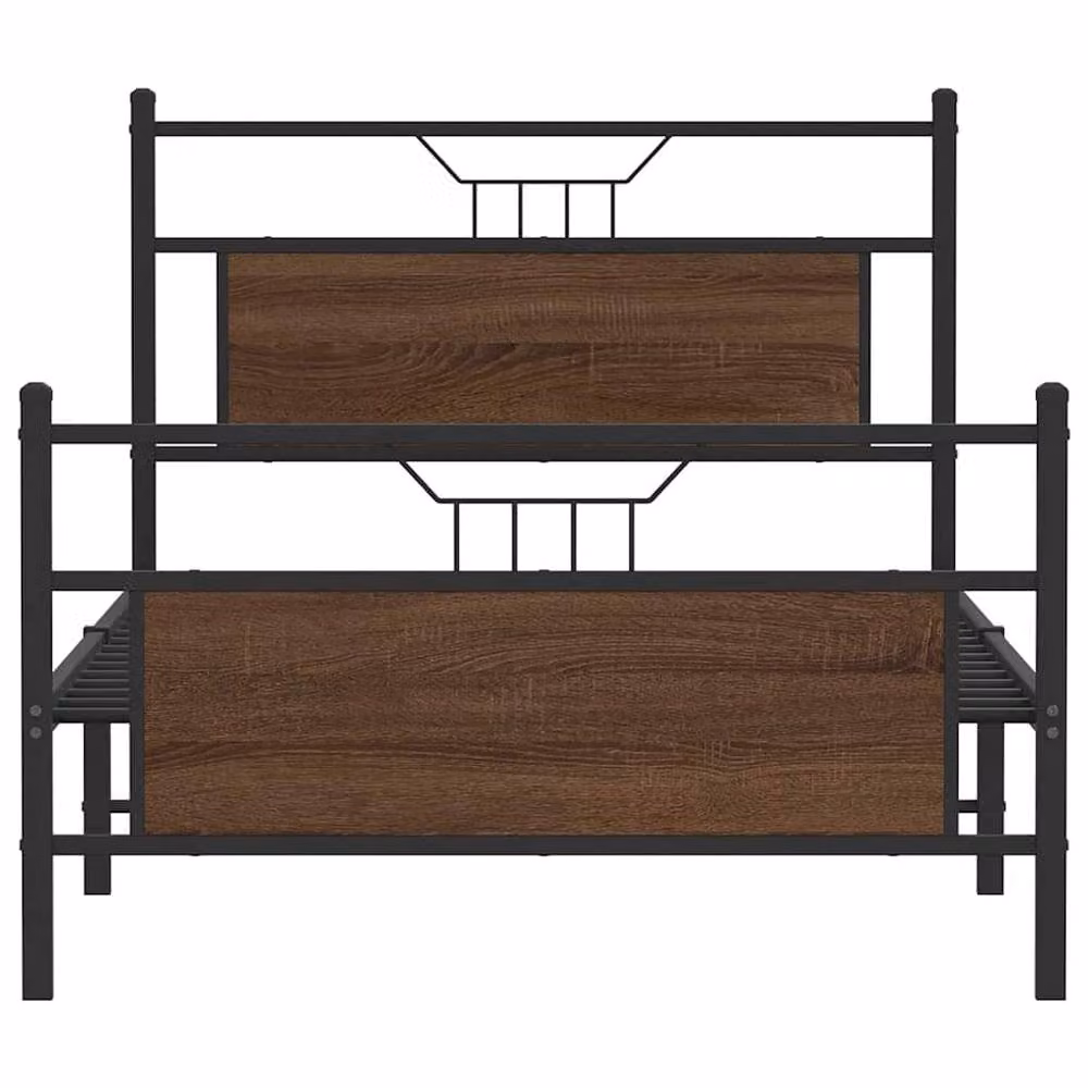 Berkfield Home Durable Bed Frame in Brown Oak, W/D/H: 100 x 200 cm – 4