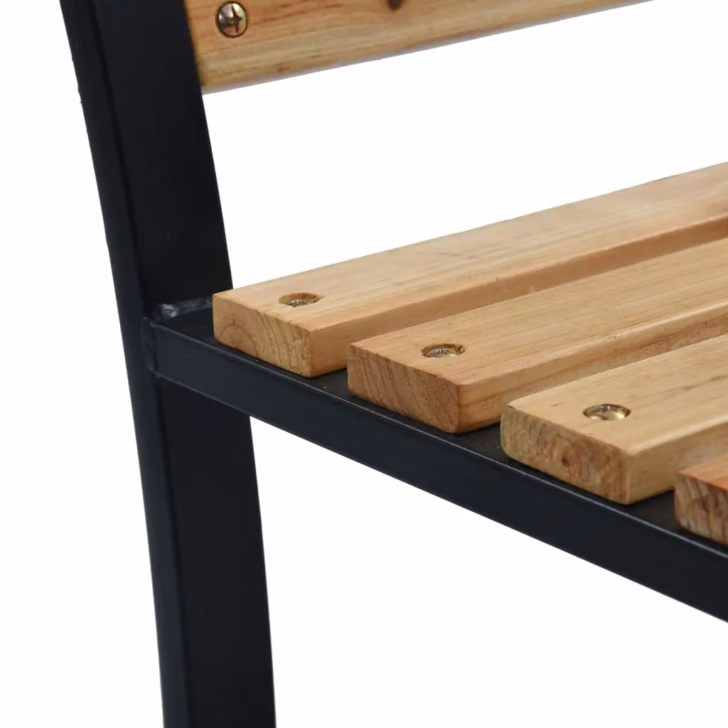 Berkfield Home Garden Bench in Brown Wood and Steel, Width: 120 cm – 4