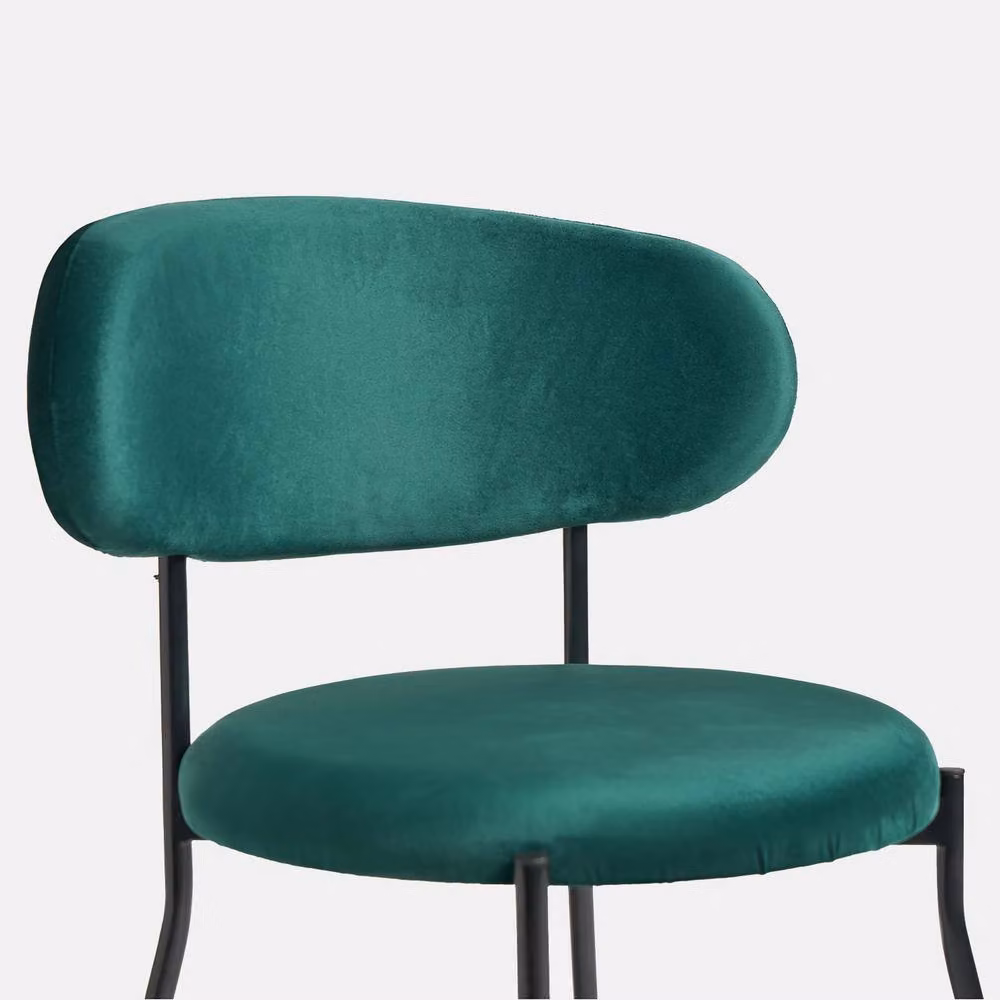 OHS Matte Velvet Accent Dining Chair with Padded Seat and Metal Legs in Dark Green – 5
