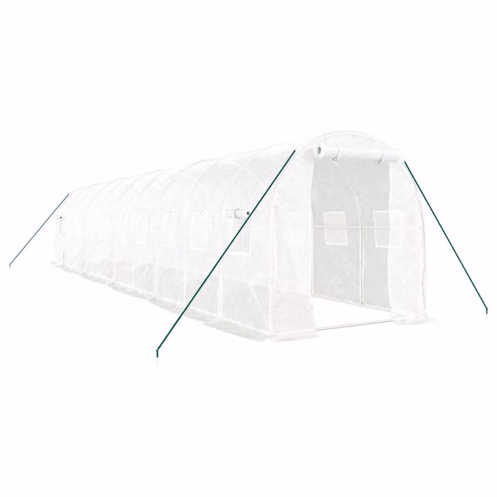 Berkfield Home Freestanding Steel Frame Greenhouse in White, W/D/H: 10 x 2 x 2 m – 2