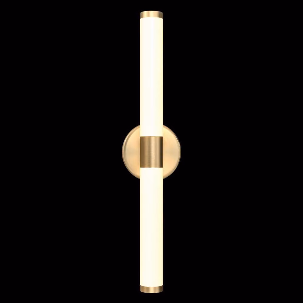 Netlighting Axis Modern Integrated LED Wall Lamp in Gold/Brass with Warm White 3000K Frosted Shade – 2