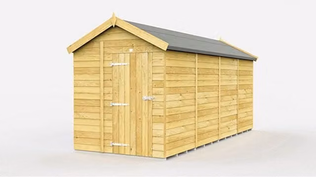 Buttercup Farm Apex Wooden Shed in Brown with Single Door and Gable Roof, W: 175 cm, D: 472 cm, H: 217 cm – 1