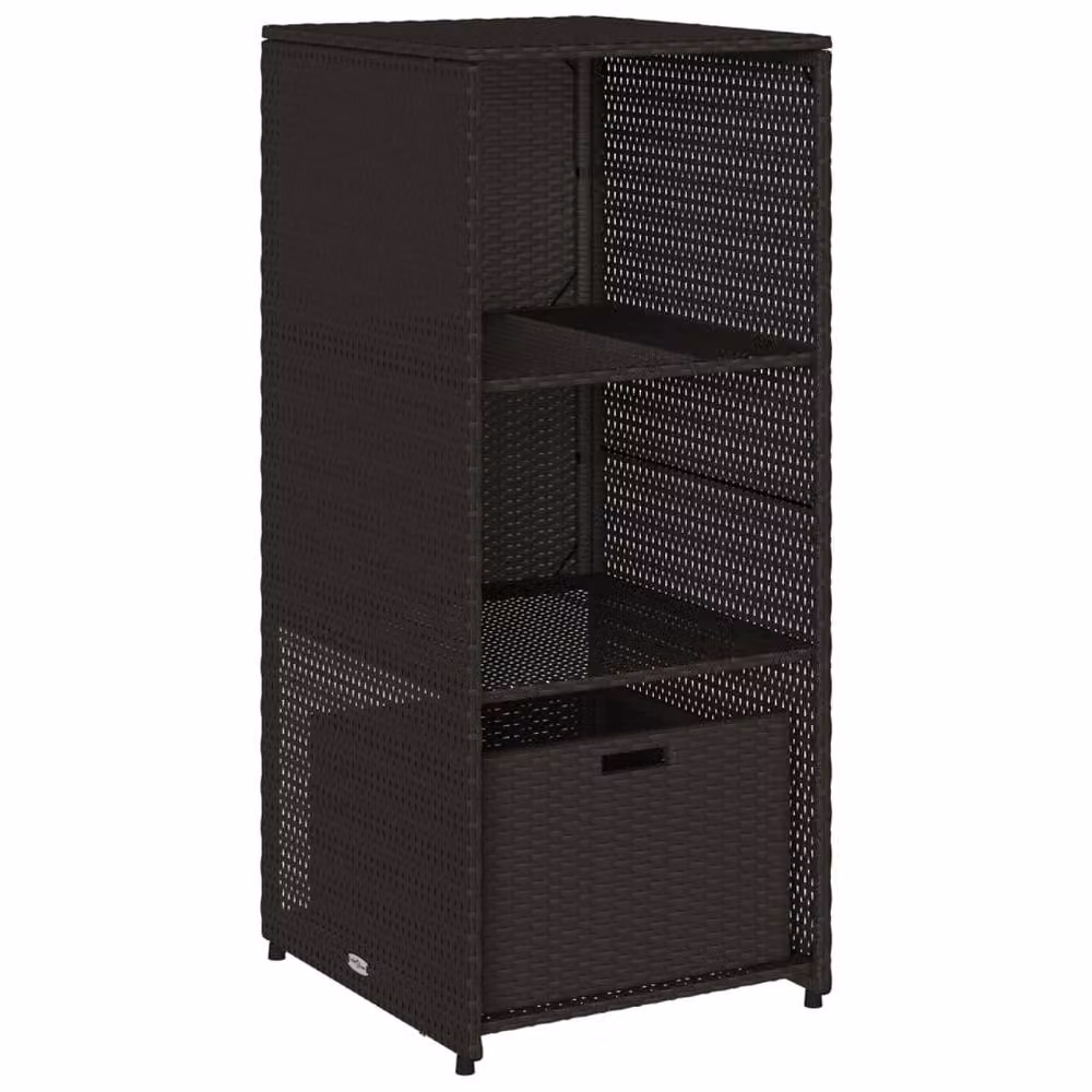 Berkfield Home Black Poly Rattan Garden Storage Cabinet with Internal Drawers and Shelves W/D/H: 50 x 55 x 115 cm – 2