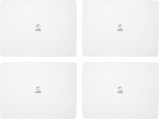 Orsina Charm Set of Four White Rectangular Placemats with Minimalist Graphic Design