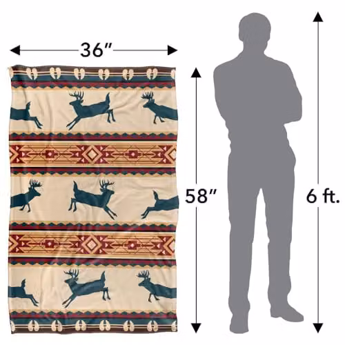 JQ Licensing Southwest Lodge Deer Silky Touch Super Soft Fleece Throw Blanket, Multicolour, W/D/H: 91 x 147 cm – 4