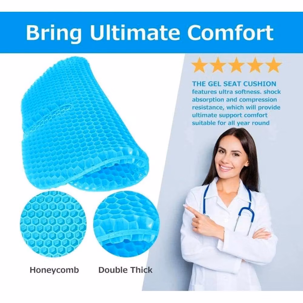 NESTLUNE Cooling Honeycomb Breathable Gel Seat Cushion in Blue, W: 120 cm x D: 135 cm – 4