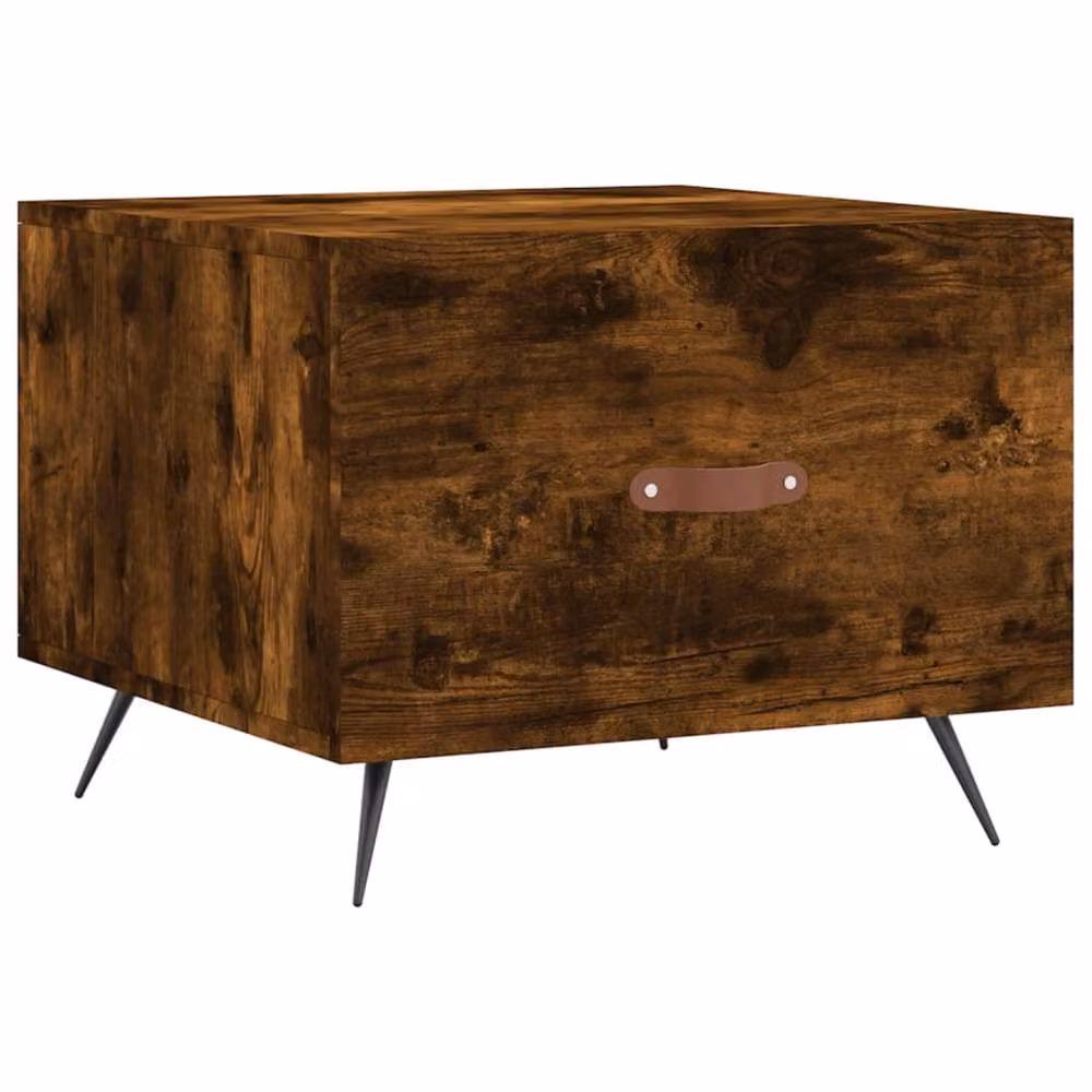 Berkfield Home Set of 2 Smoked Oak Decorative Coffee Tables, Brown, W/D/H: 50 x 50 x 40 cm – 3
