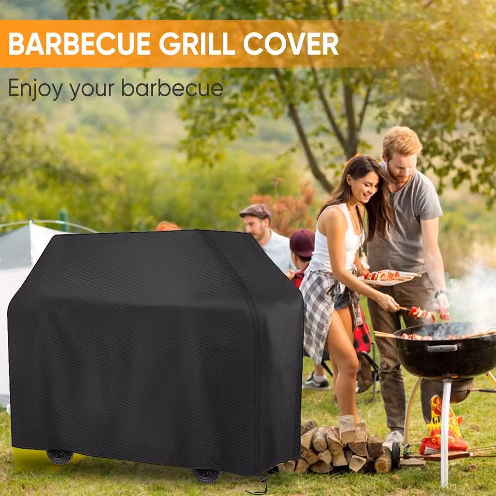 KORVIXA Heavy Duty BBQ Cover, Black, W: 145 cm, D: 61 cm, H: 117 cm – 4