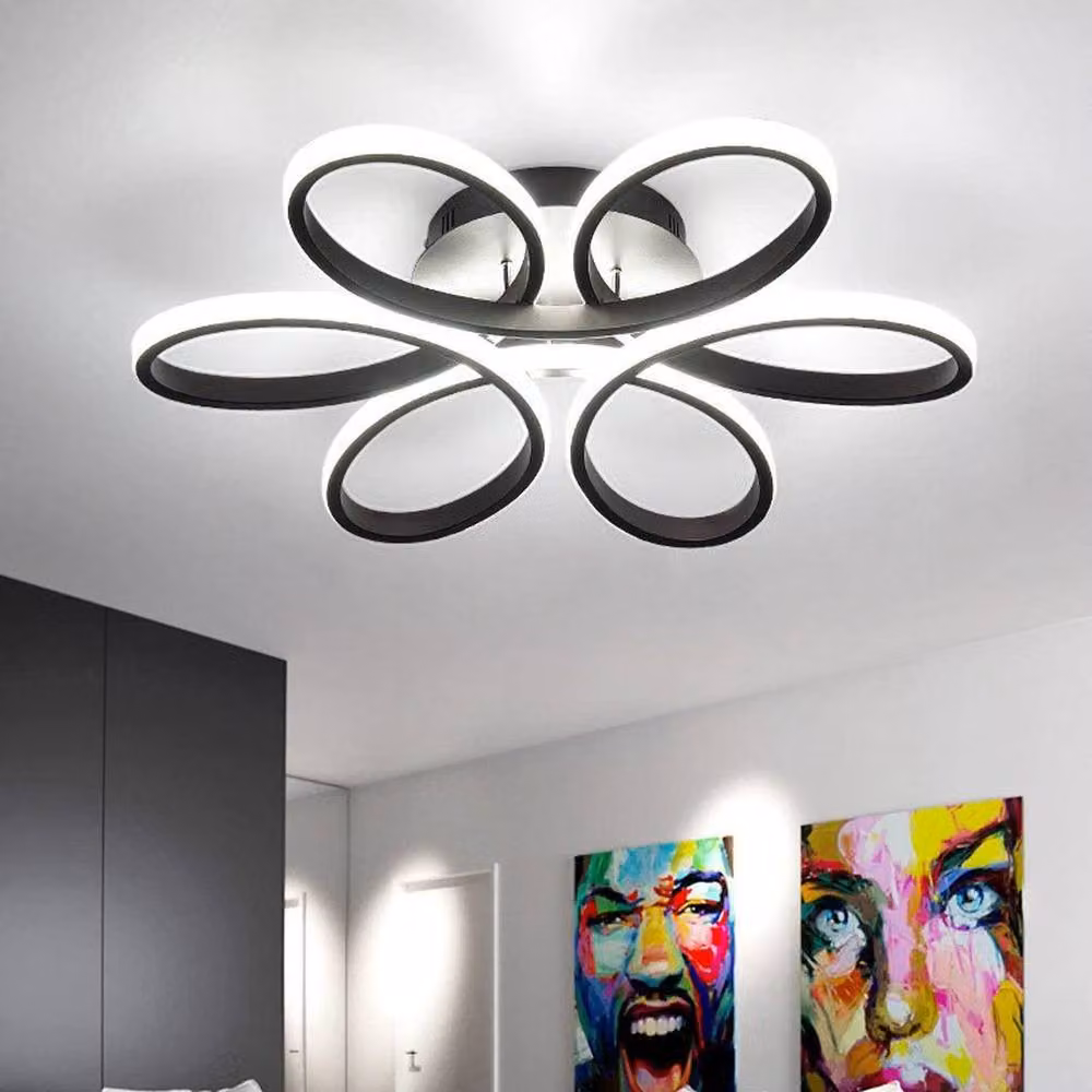 KORVIXA Modern LED Ceiling Light with Black Metal Frame and White Acrylic Panel – 3