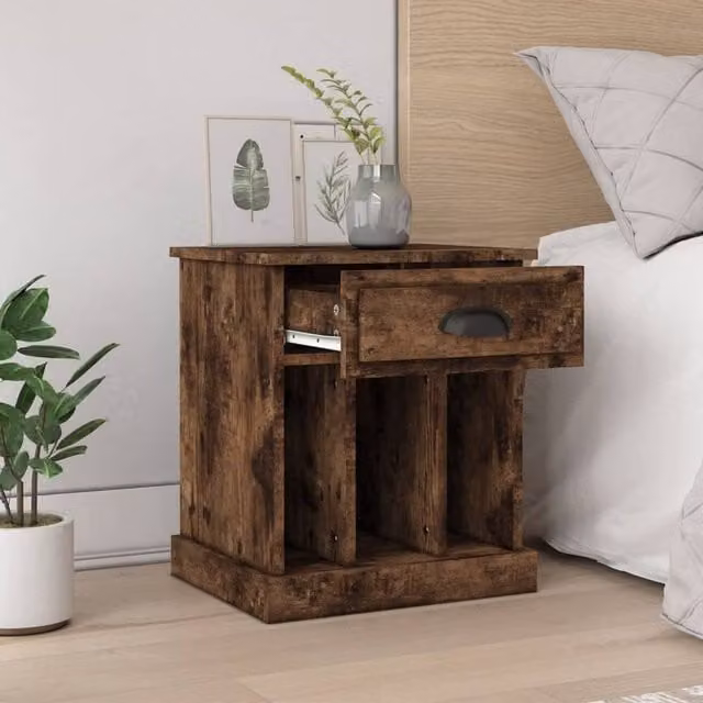 Berkfield Home Elegant Bedside Cabinets, 2 Piece Set in Smoked Oak Brown, W: 43 cm, D: 36 cm, H: 50 cm – 1
