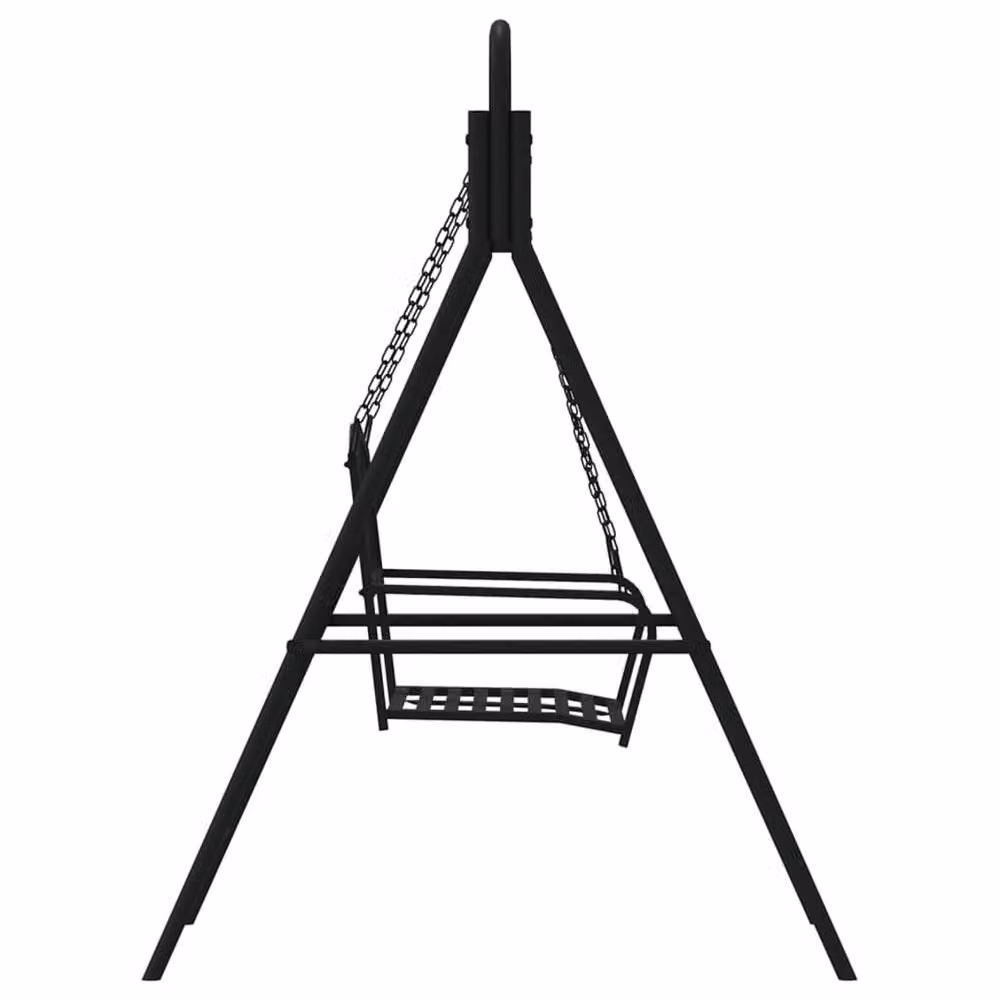 Berkfield Home Classic Swing Bench in Black Powder Coated Steel with Textilene Seat – 3