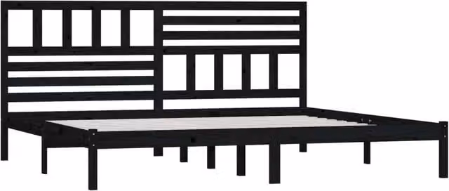 Berkfield Home Beautiful Bed Frame in Black Solid Pine, W/D/H: 200 x 100 x 206 cm – 1