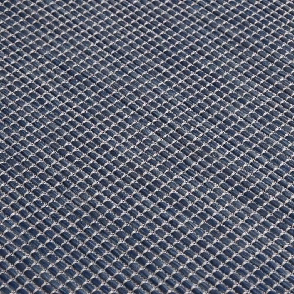 Berkfield Home Blue Outdoor Flatweave Round Rug, W: 200 cm