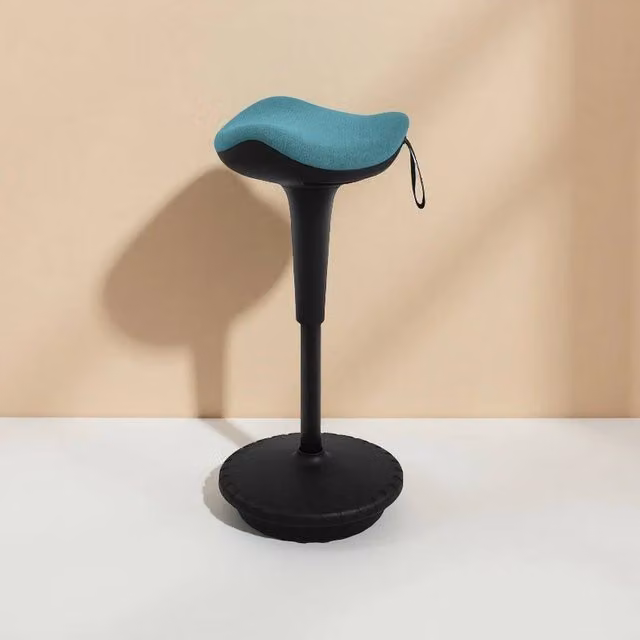 EONLION Ergonomic Standing Office Stool in Blue Petrol Fabric, Height: 100 cm