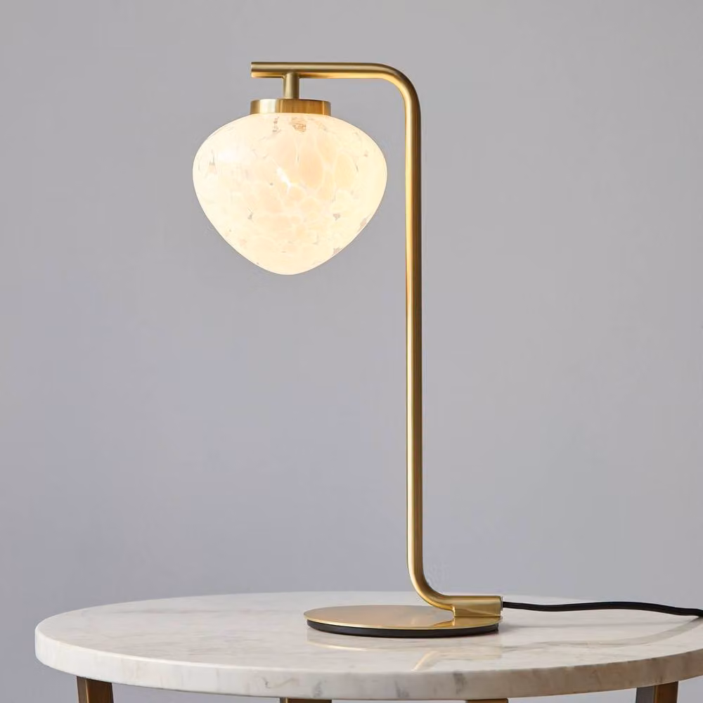 Netlighting Mali Table Lamp in Satin Brass and White Confetti Glass – 2