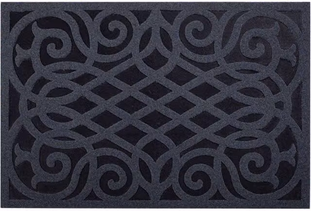 Nicoman Victorian Style Non-Slip Rubber Indoor Door Mat, Grey, W: 90 cm, D: 60 cm – 1