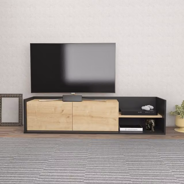 Decorotika Krog Modern Geometric TV Unit in Anthracite and Black W: 160 cm