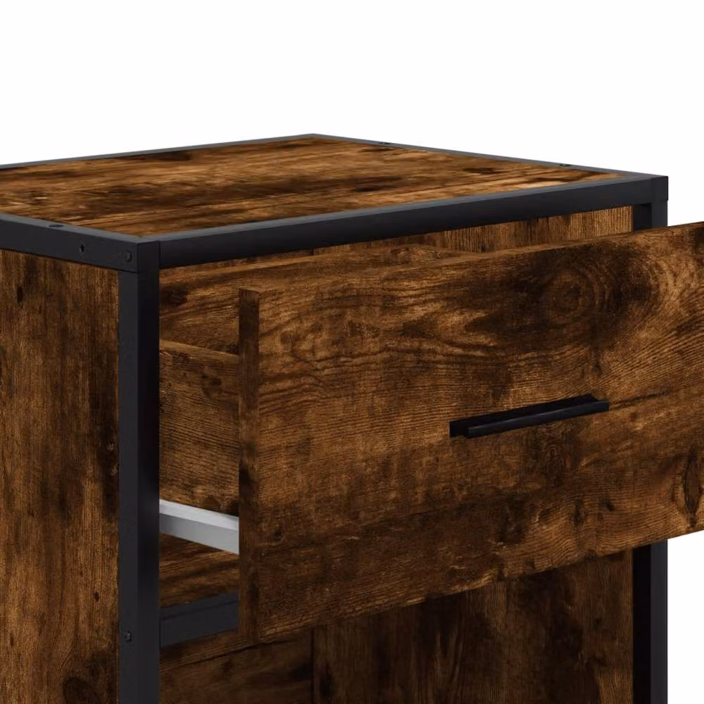 Berkfield Home Smoked Oak Bedside Cabinet in Brown, W/D/H: 40 x 31 x 50 cm – 6