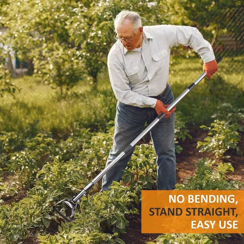 KORVIXA 2 in 1 Long Handle Garden Thatch Rake in Silver – 2