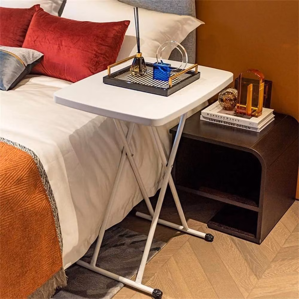 KORVIXA Height Adjustable Folding Laptop Table and Writing Desk in White, W/D/H: 100 x 100 x 74 cm – 2