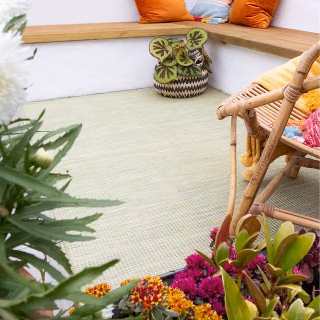 The Rug House Lime Green Flat Weave Indoor Outdoor Area Rug, W: 170 cm, D: 117 cm