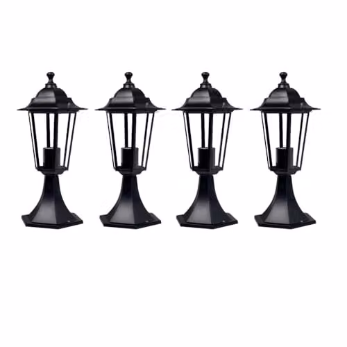First Choice Lighting Cumbria Set of 4 Black Six Sided IP44 Outdoor Pedestal Lights, Height: 41 cm – 5
