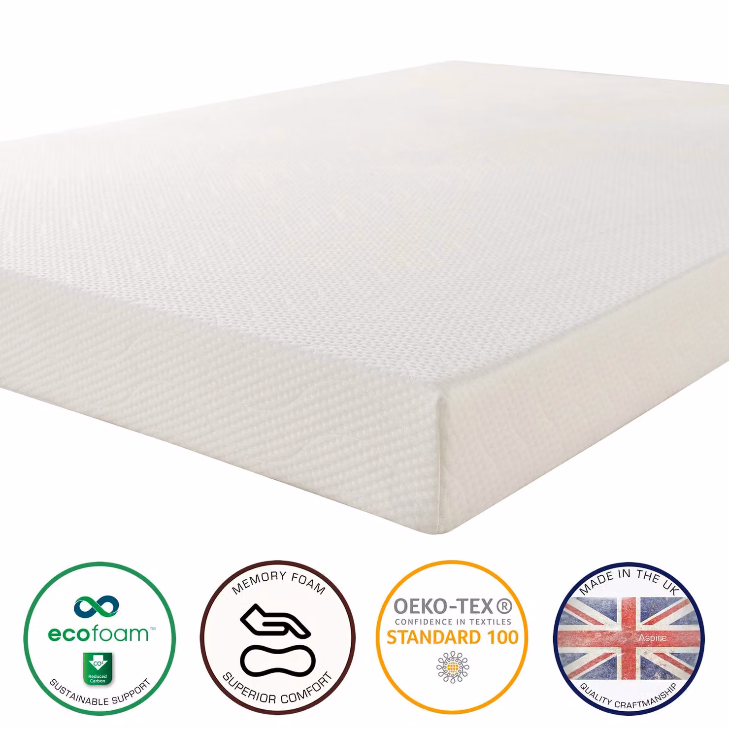 Aspire Kids Comfort Foam Mattress in White, W/D/H: 120 x 200 x 10 cm