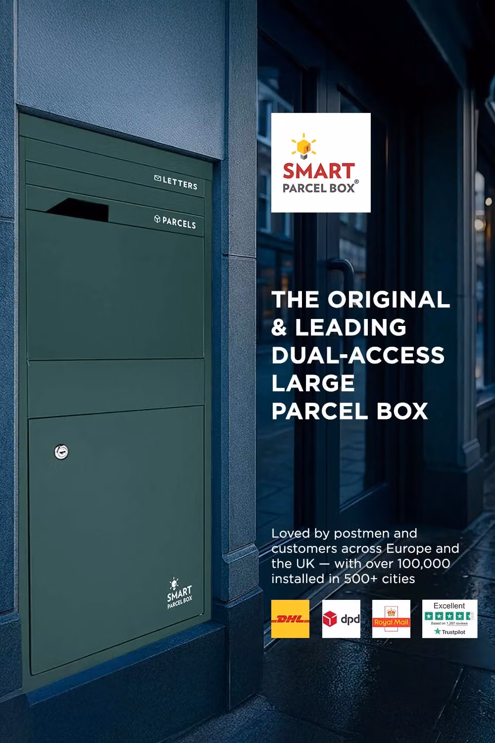 Homescapes Smart Parcel Box Large Front Access Secure Delivery Box in Green, W: 102.5 cm, D: 41.5 cm, H: 38.5 cm – 2