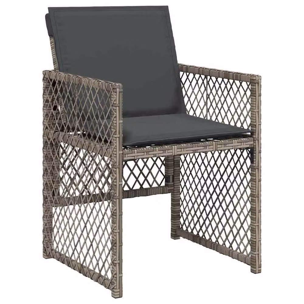 Berkfield Home 13 Piece Grey Poly Rattan Garden Dining Set with Cushions and Glass Tabletop – 3