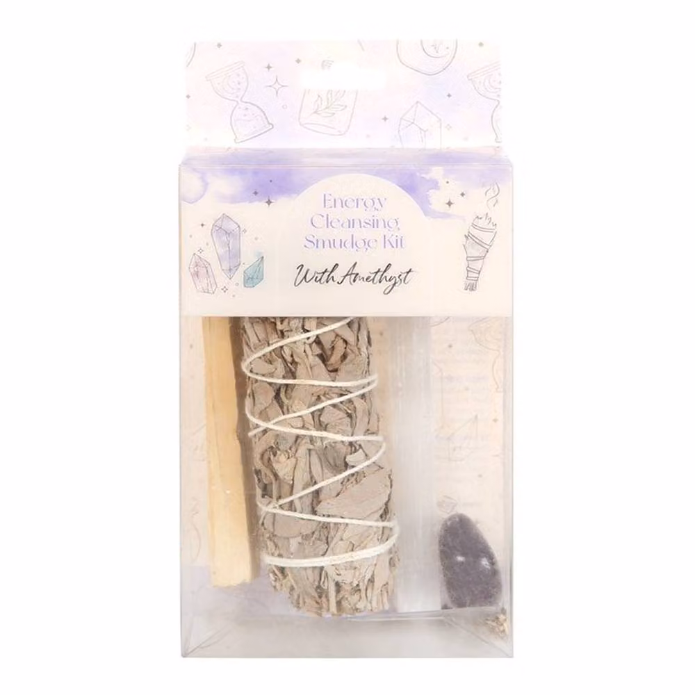 Uniqueful Smudge Kit with Amethyst Crystal and Herbs in White and Multicolour – 3