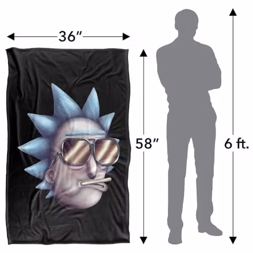 LOGOVISION Rick and Morty Cool Rick Alternate Reality Super Soft Fleece Throw Blanket, Multicolour, W: 91 cm, D: 147 cm – 4