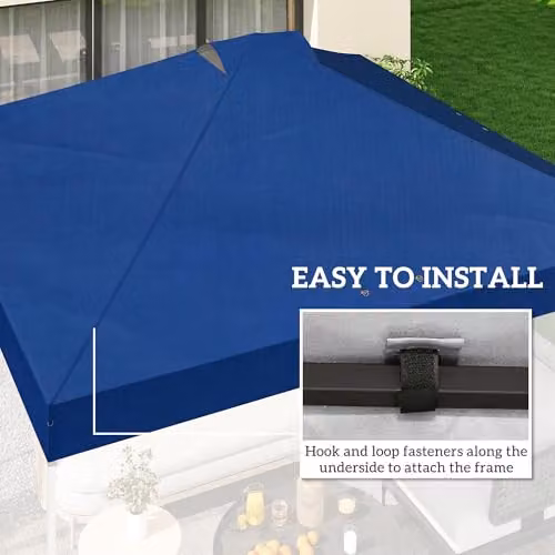 Outsunny Blue Oxford Fabric Pop Up Gazebo Replacement Canopy Cover with UPF 50+ Protection, W: 300 cm x D: 300 cm – 5