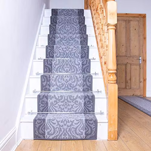 runrug Baroque Stair Runner in Light Grey – 2