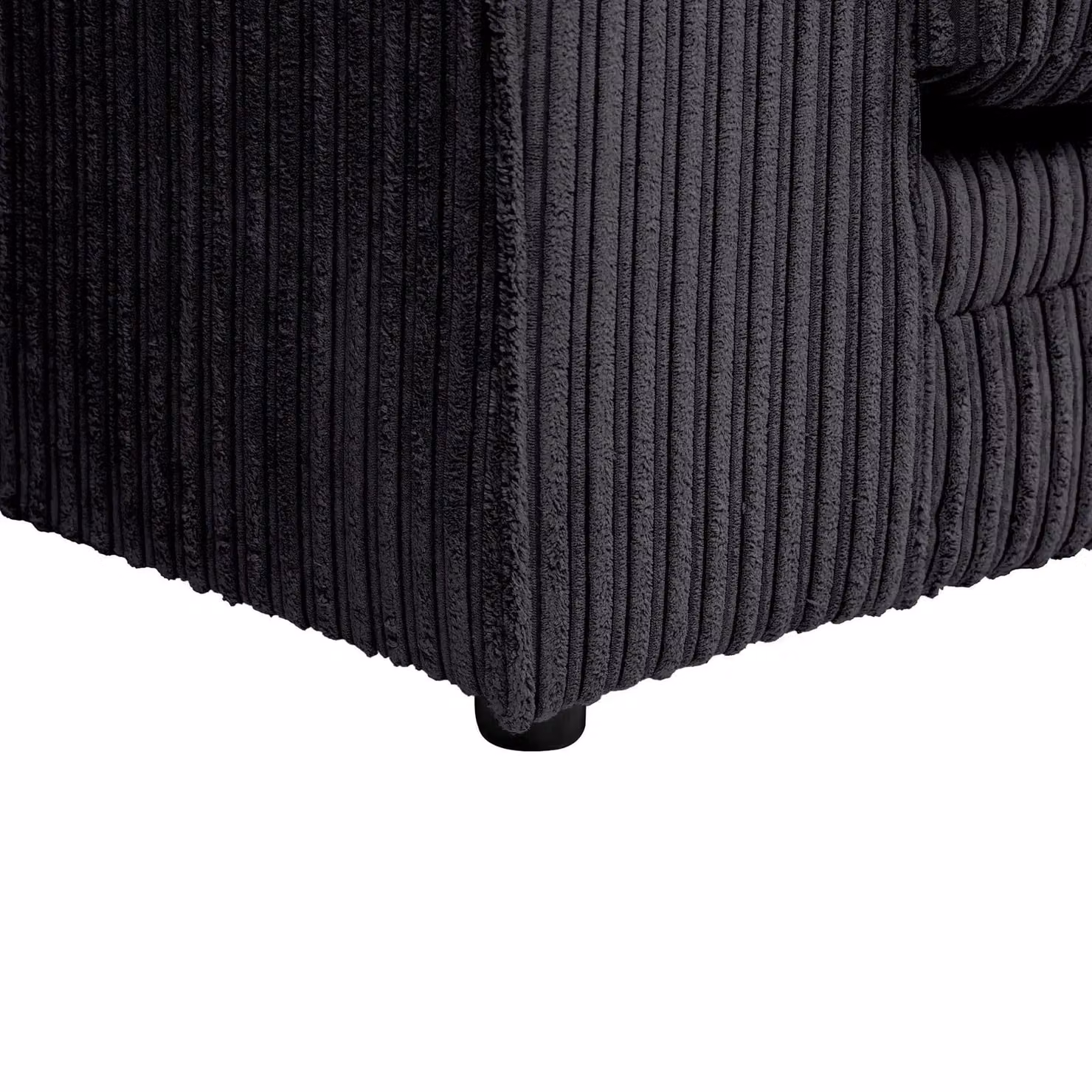 LUXURY LIFE Dylan Right Hand Facing Corner Sofa in Black Jumbo Cord Fabric – 4