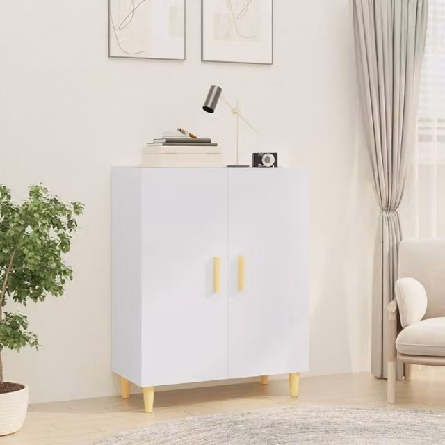 Berkfield Home White Classic Sideboard in Matt Engineered Wood W/D/H: 70 x 34 x 90 cm