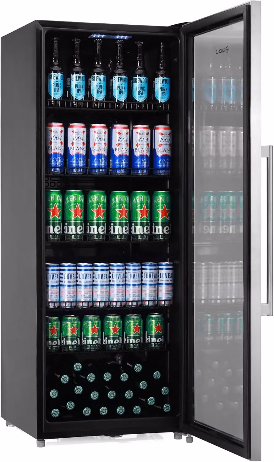 Subcold MAXI250LED Upright Drinks Fridge with Stainless Steel Glass Door, 237L Capacity, Lockable and LED Interior Light, Silver – 9