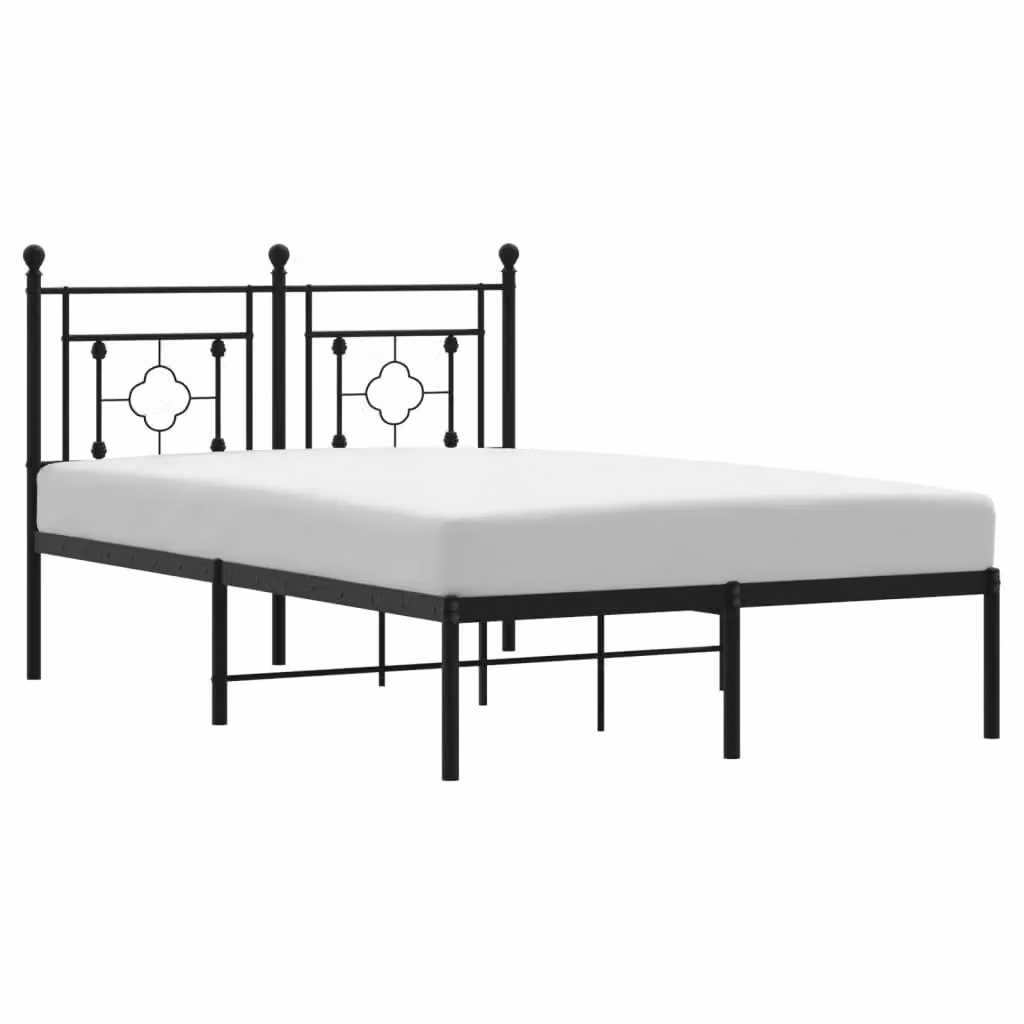 Berkfield Home Metal Bed Frame with Headboard, Black, W/D/H: 120 x 190 cm – 2