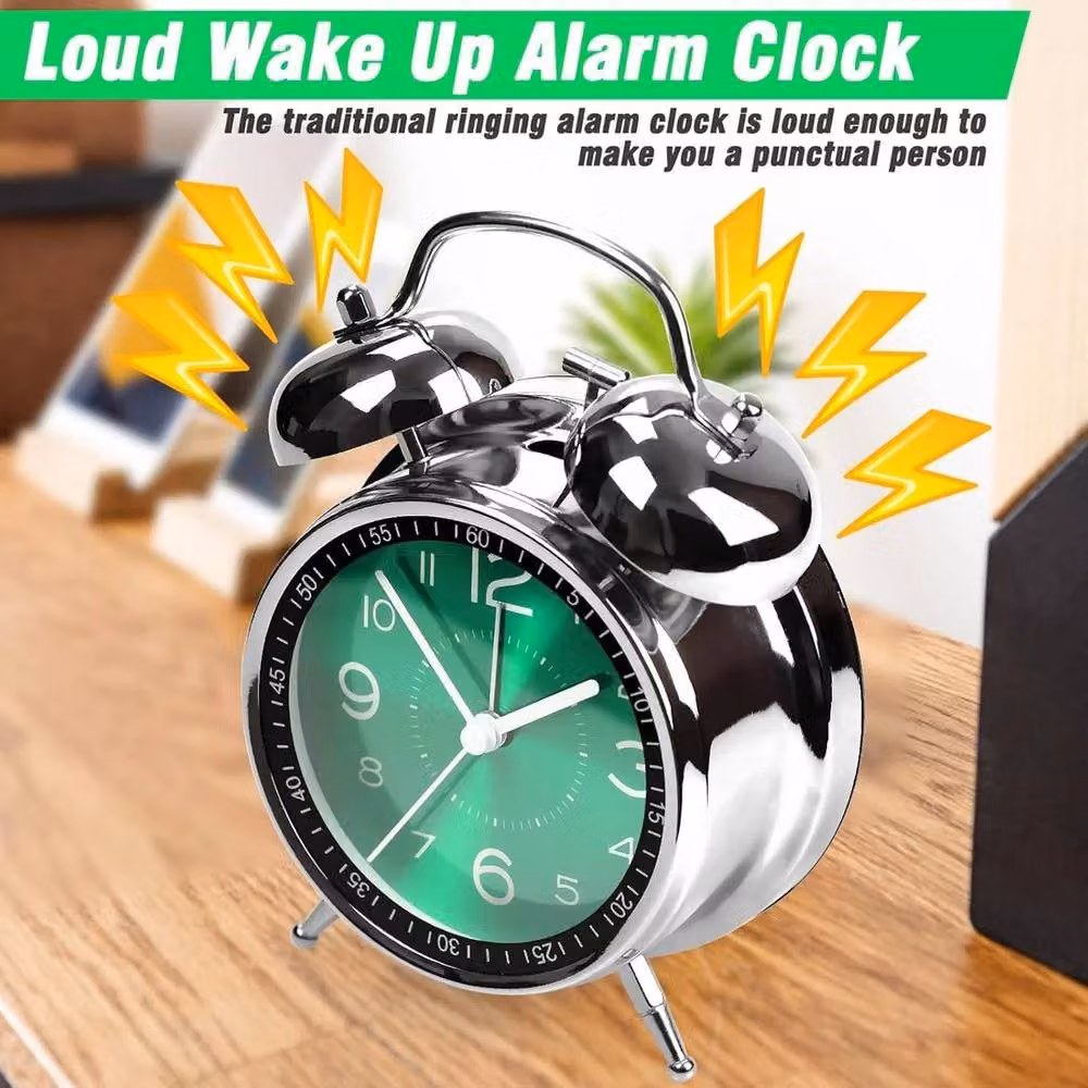 SPETLEK Super Loud Double Bell Alarm Clock in Green – 4