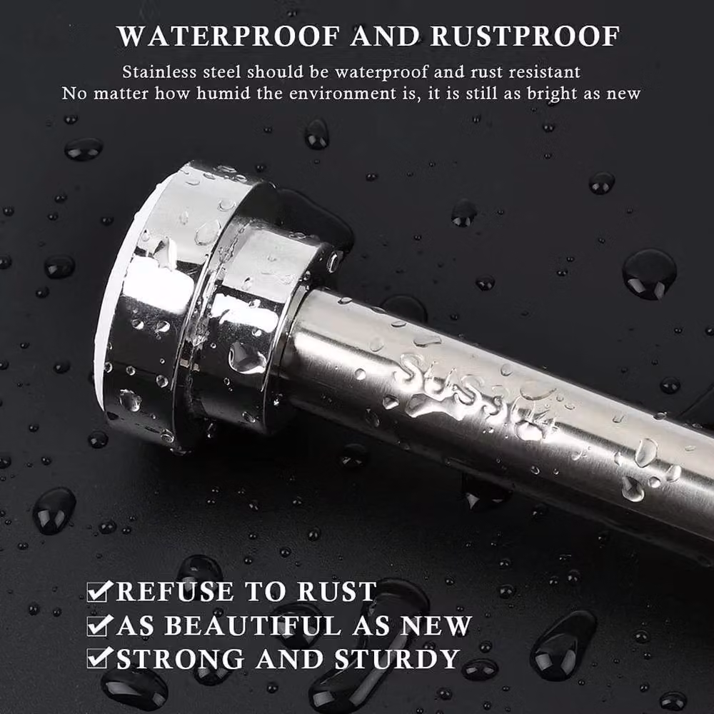 Kelvenix Silver Stainless Steel Telescopic Tension Rod Shower Curtain Rail, W: 100 cm, D: 52 cm – 2
