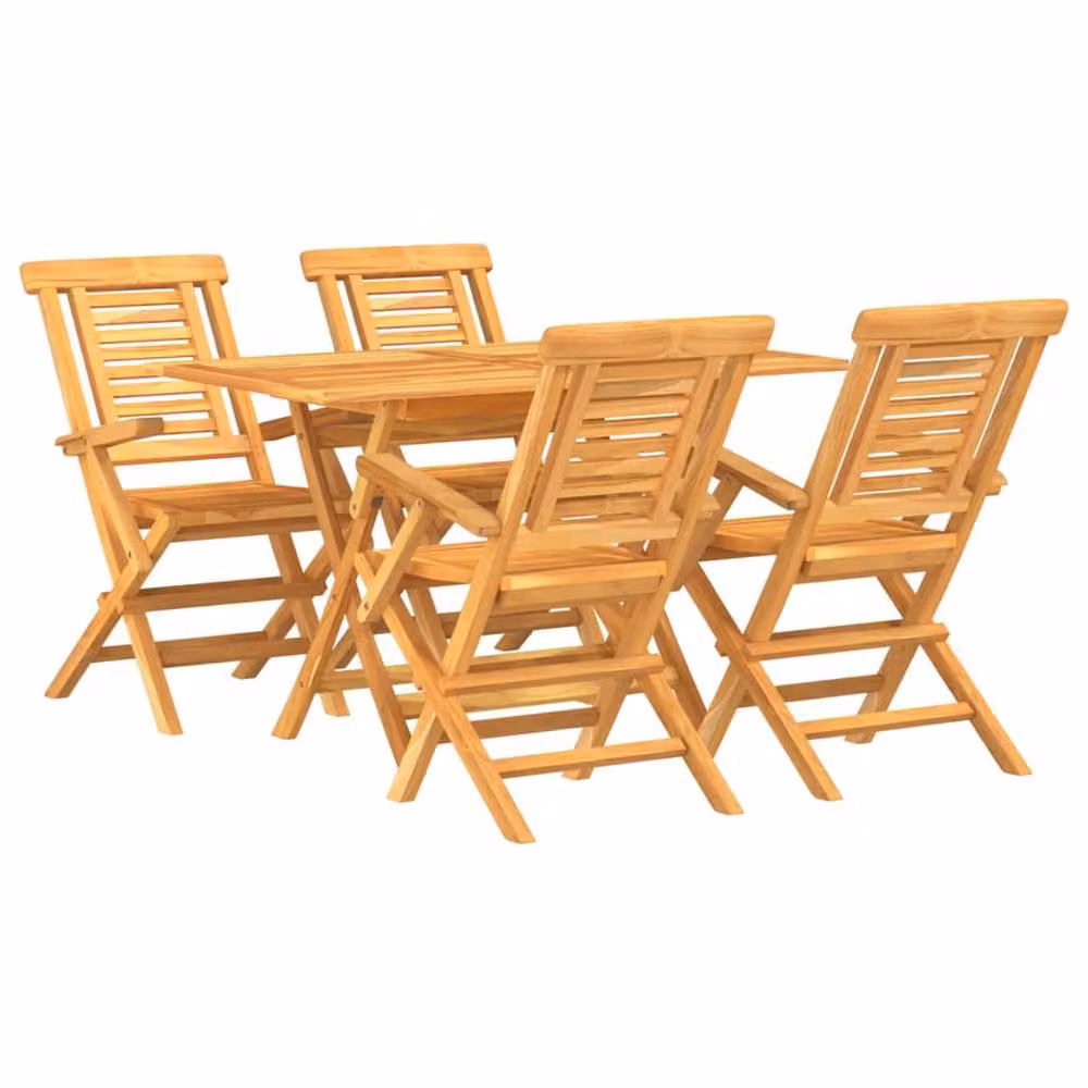 Berkfield Home 5 Piece Classic Garden Dining Set in Brown Solid Teak Wood – 2