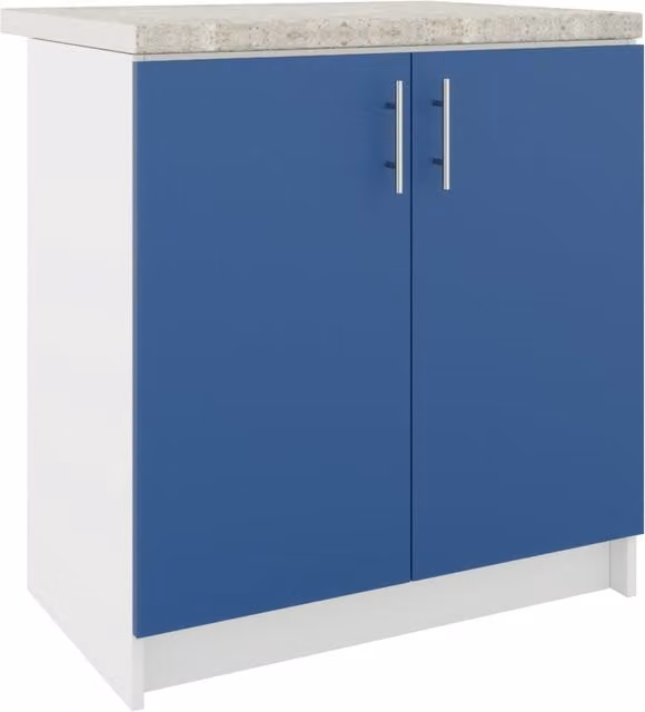 JD Greta Kitchen Base Unit with Worktop, White Gloss and Navy Matt Finish, W: 80 cm