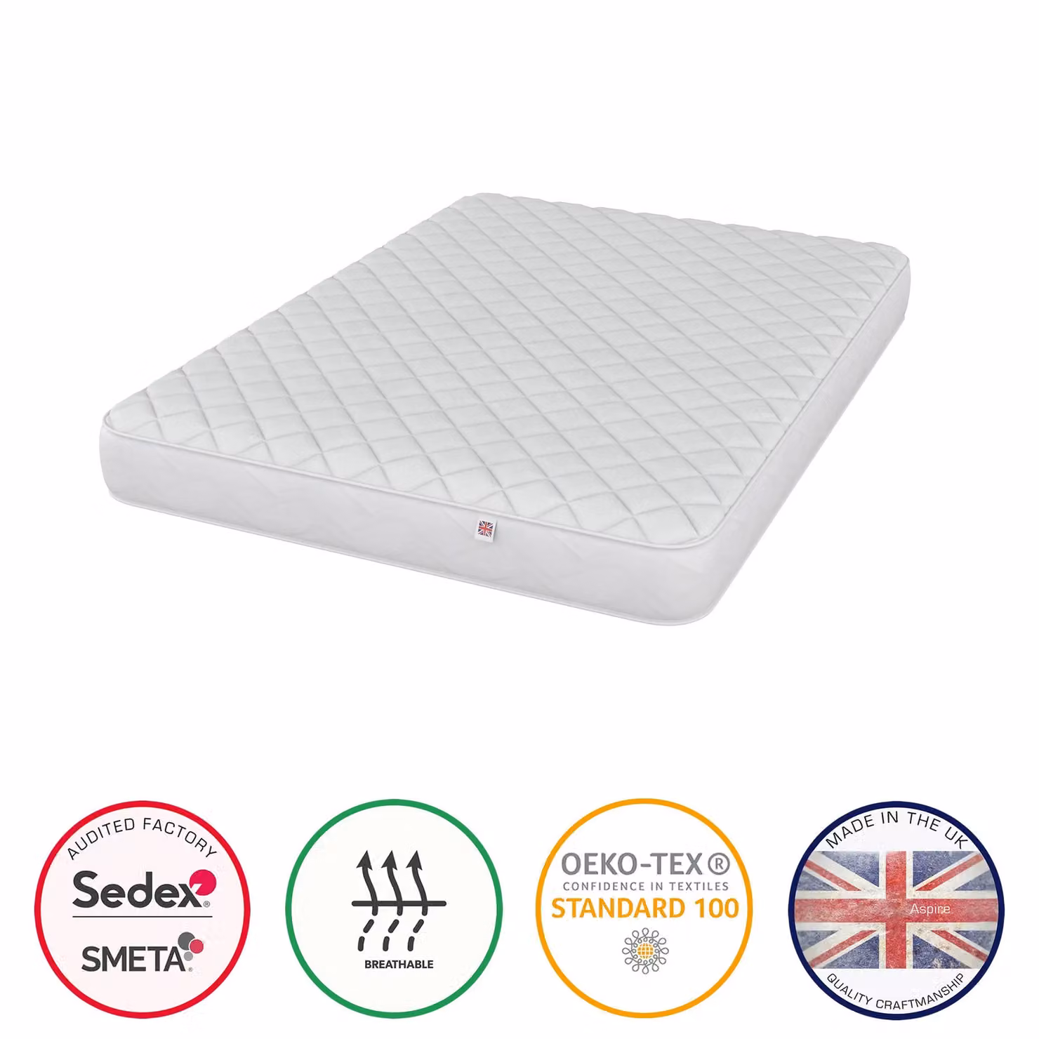 Catherine Lansfield Air Pure Breathable Bonnell Spring Mattress in White, W/D/H: 90 x 200 cm – 2